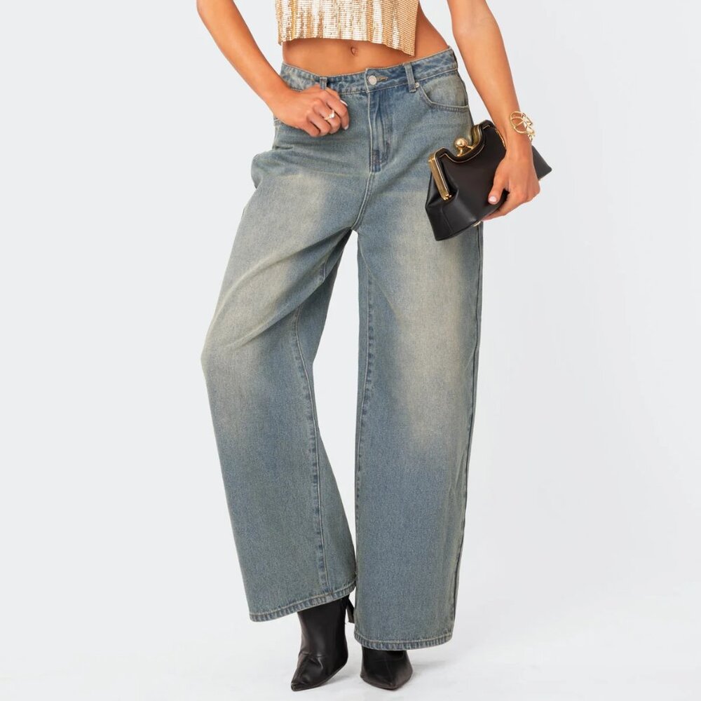 Edikted Low Rise Braya Baggy Jeans XS NWT | Style S13380 Y2K Denim